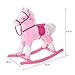 HOMCOM Children Child Kids Plush Rocking Horse with Sound Handle Grip Traditional Toy Fun Gift Brand New (Pink)