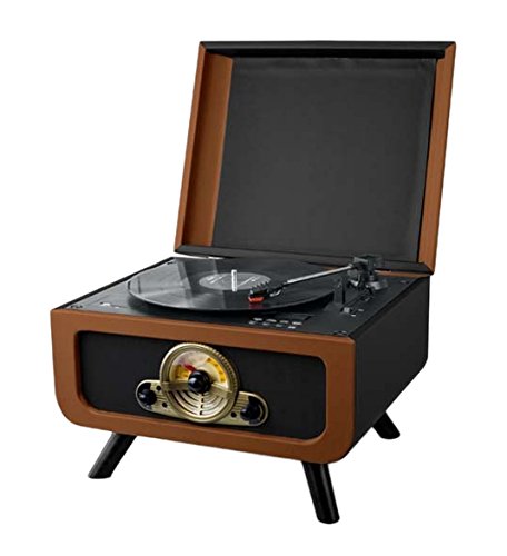 New Majestic TT-41BT CD/USB/SD/AX Negro, Marrón - Tocadiscos (Negro, Marrón, 45,78 RPM, Giratorio, AM,FM, MP3,WMA, SD)