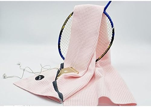 Waterrags Premium Microfibre Honeycomb Gym & Sports Towel with zip compartment for personal accessories. Great for Gym - Travel - Pilates - Yoga - Swim and Sports (Rose Pink)