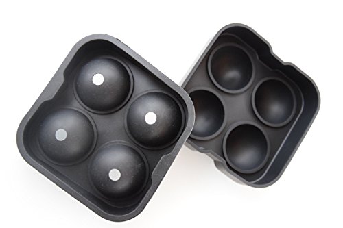 Saft, Gin Tonic & Whisky Gläser lieben diese Kugeln! Eiskugelform aus Silikon für riesen Eiskugeln je 4,5 cm, Eiswürfelbehälter oder Eiswürfelform als Eiskugel mit speziellem Dichtungsring! - 2