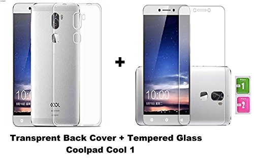 Coolpad Cool 1 Combo Offer Transparent Soft Back Cover + Tempered Glass Screen Protector by Drax
