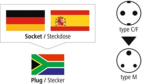Hama Reisestecker Südafrika Typ M (für Botswana, Namibia, Lesotho, Swasiland) Adapter für Geräte mit deutschem Schutzkontaktstecker, Euro- oder Konturenstecker - 4
