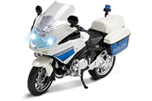 Toi-Toys 29654B Moto de Police 1:20 avec lumière et Son, modèle de Moto de Police, Blanc