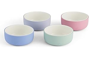 Elk and Friends Kids Porcelain Bowls with Silicone Sleeves | Suitable for Babies/Toddlers | Microwave & Dishwasher Safe | Non Slip Dinnerware | Snack Dishes | 4 Pack