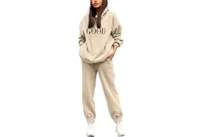 Tomwell Femmes Survêtement Casual Ensemble 2Pcs Suit Mode Ample Manches Longues Sweatshirt Hiver Chaude Sweats à Capuche + Jogging Pantalons Sportswear Femme Yoga Fitness