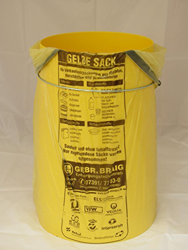 Sacktonne gelb für Gelben Sack mit gelbem Deckel und Metallring Mülleimer Müllsackständer … - 5