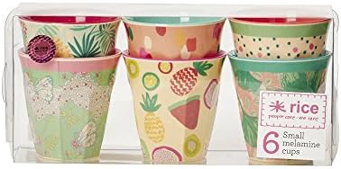 6 Small Two ToneMelamine Cups with Assorted "Today is Fun" Prints
