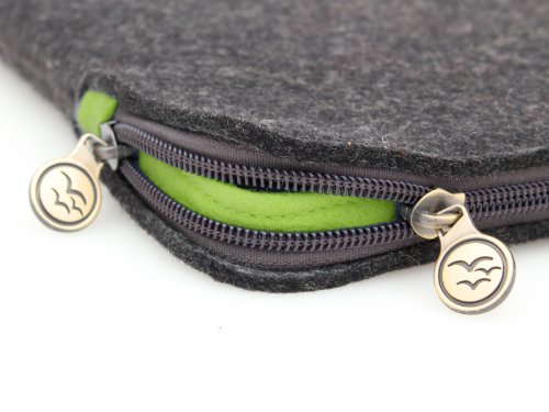 Waterkant Deichkönig Zip Wollfilz Tasche für iPad Pro in Grau/Grün - 2