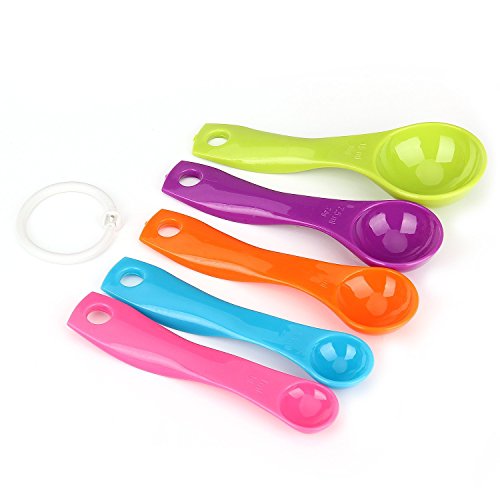 ISUDA 5er Set Bunte Messlöffel, Mischfarbe Messbecher Maßlöffel für Küche Kochen Backen - 4