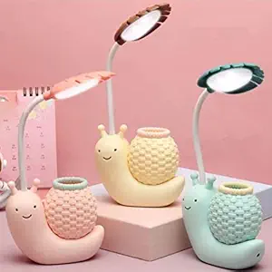 Tera13 lamp for Kids Girls Stylish led Light for Boys Shape Shape Dinosaur Snail lamp with Pen Stand Octopus with Sharpener (1 Piece) (Snail lamp with Pen Stand)