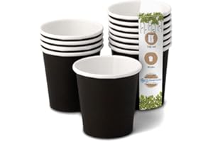 BIOZOYG 1000x bicchierini caffè 100 ml / 4 oz, Ø 62 mm nero - bicchieri carta senza plastica e con materiali sostenibili - bicchierini caffe carta