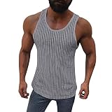 Camisetas de Tirantes Hombres Fitness Musculoso Estampado a Rayas Sin...
