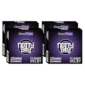 NOTTY BOY OverTime Climax Delay Extra Time Condom For Men - 12 Count (Pack of 4)
