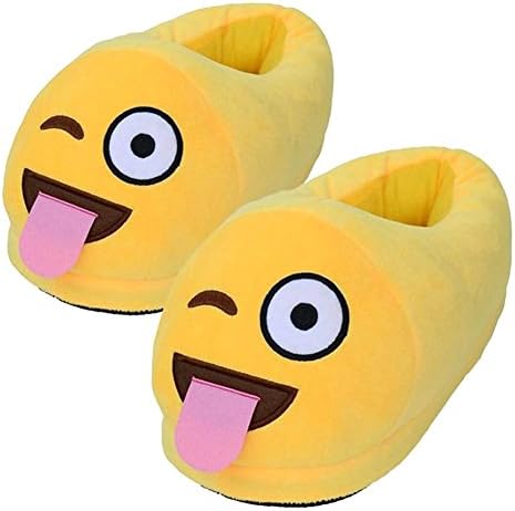 Plush Slipper for Unisex Cute Cartoon Cotton Emoji Slippers with Anti-Slip Sole Indoor Warm Slippers for Winter for Kids,Teens,Men and Women One Size Fits all by Longju (Tongue)