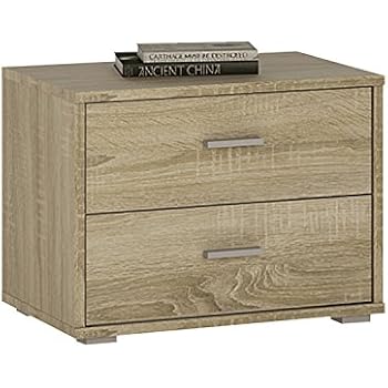 P N Homewares Crescita 2 Drawer Low Chest Bedside In Oak Chest