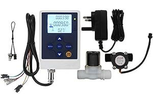 DIGITEN Water Flow Control Meter LCD Display Controller+G1/2" Water Hall Sensor Flow Meter Flowmeter Counter 1-30L/min+G1/2" Solenoid Valve Normally Closed N/C+DC 12V Power Adapter
