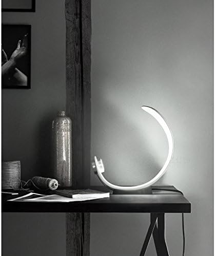 LOFAMI Elegant Energy-Saving LED Desk Lamp, Simple Living Decor Desk Light, Living Room Resin Decoration Moon Shape, Milky White