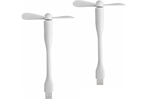 TUKNN Mini Ventilatore Portatile USB con cavo Flessibile,USB Mini Del Ventilatore,90mm Portatile 360° Girevole Ventole,Flexible Portable Fan,Ventole per Cellulare,Ventola per PC Laptop (Bianco+Bianco)