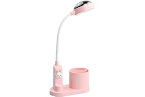 WIKSITE Lampe de Bureau Enfant LED, Lampe de Bureau avec Port de Charge USB, Avec 3 Niveaux De LuminositÉ Et Effet Starlight, Lampe de Lecture Liseuse Col de Cygne Flexible pour Bureau Salle D'étude