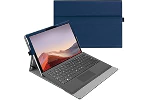 Fintie Etui do tabletu Microsoft Surface Pro 7+/ Pro 7/ Pro 6/ Pro 5/ Pro 4/ Pro 3 12,3 cala – szeroki kąt widzenia wysokiej jakości pokrowiec etui ochronne ze sztucznej skóry, kompatybilne z typem Cover, granatowy