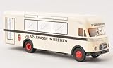 Material : Kunststoff Borgward B 4500 F, mobile Filiale der Sparkasse Bremen , Modellauto, Fertigmodell, Brekina 1:87