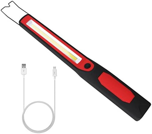 USB Rechargeable Work Light,Diadia Rechargable LED Flashlights 2in1 Rechargeable LED COB Camping Work Inspection Light Lamp Hand Torch Magnetic Work Light for Car and Truck Repair,Home Using, Camping,Emergency (Red)