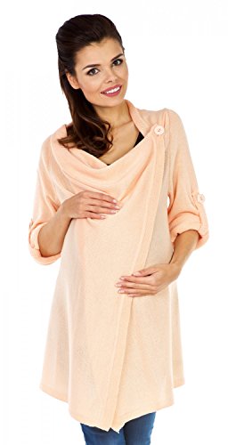 Zeta Ville - Women's Maternity Waterfall Knit Coat Wrap Cardi Lightweight - 335c (Apricot, UK 8/10/12)
