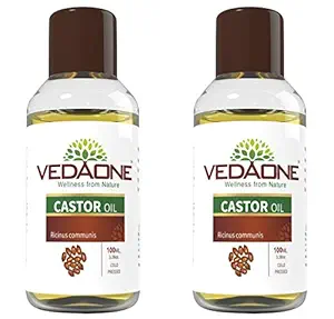 Vedaone 100% Pure Natural Cold Pressed Castor Oil 100ml - For Hair Growth and Skin Care (Pack of 2)