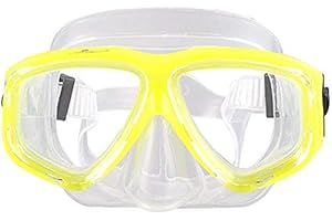 WOWDECOR Máscara de Buceo para Adultos y niños con visión Corta, máscara de esnórquel, Gafas de Buceo, corrección de dioptrías, Amarillo