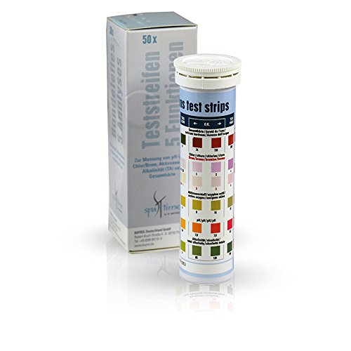 SpaTime 50 Teststreifen - 5 Funktionen zur Wasseranalyse- zur schnellen und einfachen Wasseranalyse im Whirlpool, SPA oder HotTub - Markenqualität von BAYROL