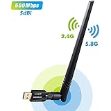 Wlan Stick, ANEWKODI Wifi Adapter 600Mbit/s Dualband 5G Wireless USB Wifi Dongle 802.11n/g/b/a/ac mit Abnehmbarer 5dBi Antenne für Windows 10/8.1/8/7/XP/VISTA, Mac OS X