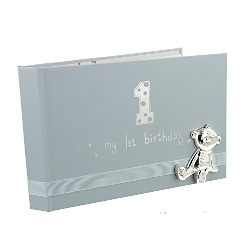 Baby Boy First Birthday Photo Album With Teddy Icon 6x4" Gift New