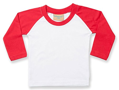 Larkwood Babies Long Sleeve Baseball T Shirt White/Red 6-12