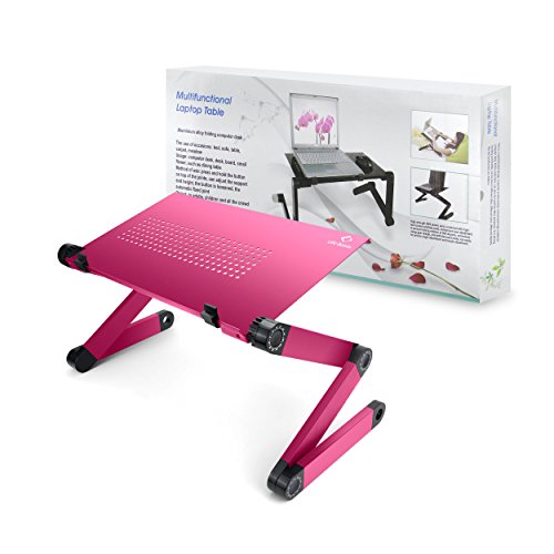 LifeBasis Laptop Notebook Tisch Flatbare Ständer Vollig Anpassungsfähig Notebook Stand Aluminiumlegierung Tragbares Bett Frühstück Tablett Buch Ständer für Laptop bis zu 17 Inch, Rosa - 8