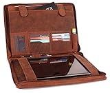Rustic Town Portfolio A4 en cuir, porte document, portfolio cuir pour bureau, agenda d'affaires en cuir, chemise de dossier en cuir, portfolio cuir pour directeur (Marron)