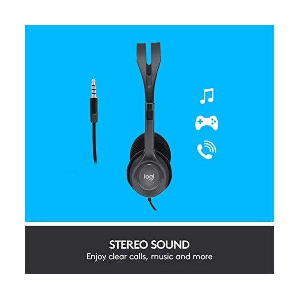 Logitech H111 Auriculares con Cable, Sonido Estéreo con Micrófono Giratorio, Jack 3,5mm, PC/Mac/Portátil/Smartphone… - Image 3