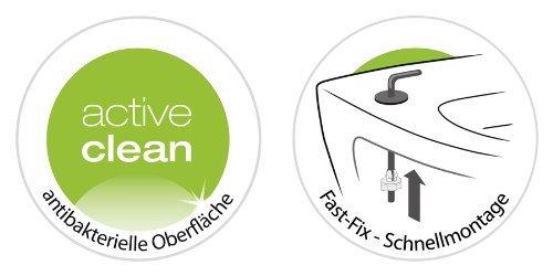 WC-Sitz Bari weiß | Toilettensitz | WC-Brille aus Duroplast-Kunststoff | Mit Active-Clean-Beschichtung | Klobrille mit Edelstahl-Scharnier | Fast-Fix-Schnellbefestigung | Toilettendeckel | Klodeckel - 6