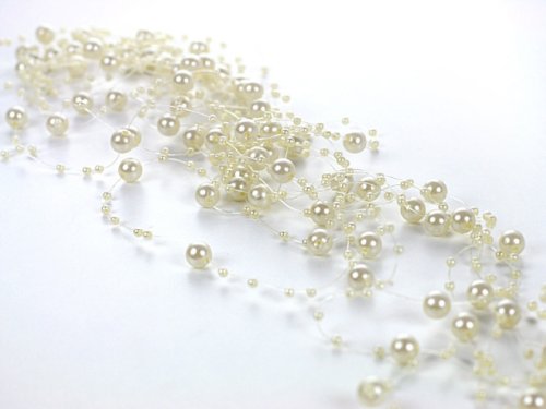 SiDeSo® Perlengirlande creme 5 Stück á 1,3m Tischdeko Hochzeit