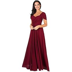 KRISP 4815-WIN-08, Vestido Fiesta Largo Talla Grande Boda Elegante Plisado Noche, Burdeos (4815), 36