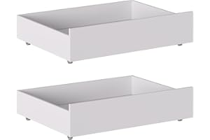 Iconico Home MIK, Juego de 2 cajones para Debajo de la Cama, Madera compuesta, Blanco Mate, 100,5 x 68 x 21 cm