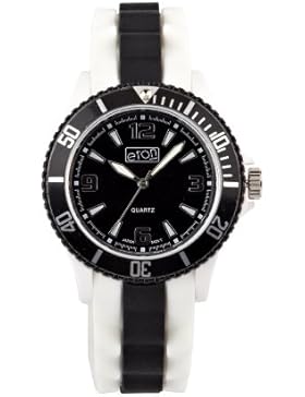 Eton Unisex Quarzuhr mit schwarzem Zifferblatt Analog-Anzeige und weiße 3014J Silikon Strap-BK