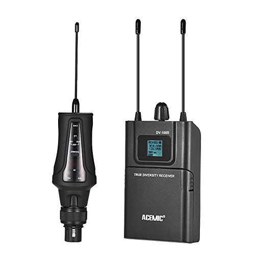 Docooler ACEMIC True Diversity Wireless UHF Microphone System 80M Effective Range with Transmitter & Receiver for Canon Nikon Sony DSLR Camera Camcorder Interview Sound Recording