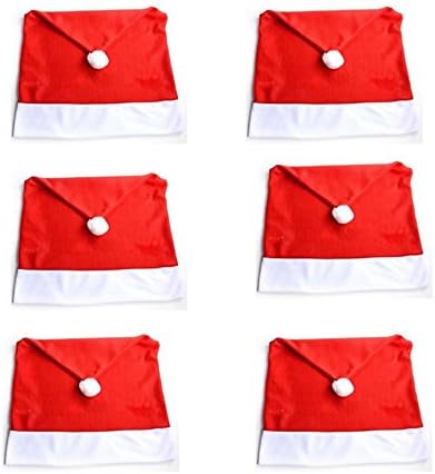 Wallybell Pack of 6 Santa Hat Dining Chair Covers - Christmas Party Decoration