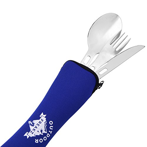 OUTDOOR FREAKZ Deluxe Outdoor Reisebesteck und Campingbesteck aus Edelstahl mit Neoprenhülle - 3