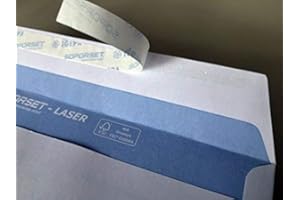 DERMEGADEAL 100 sobres con ventana, 220 x 110 mm, imprimibles con láser, con ventanas resistentes al calor, sobres comerciales, cierre autoadehsivo con tira