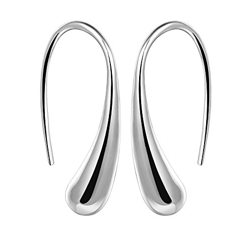 Delove Angel Massiver Ohrhänger in Tropfenform, Wunderschöne Gloss DROP Tropfen Ohrringe aus Versilbert, Klassisches Design PCE004