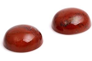 GEM-INSIDE CREATE YOUR OWN FASHION SHGbeads Lot de 5 cabochons ronds en jaspe rouge naturel à dos plat pour fabrication de bijoux 14 mm