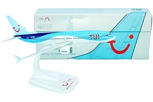AeroClix TUI Boeing 737 Max 8 'Malta' Modèle d'avion à l'échelle 1/200 pour affichage avec support, modèle d'avion à pousser ensemble pour collectionneurs, longueur 21 cm
