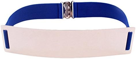 Davidlove Women Wide Band Belt Metal Stretch Mirror Wrap Waist Belt (Blue)
