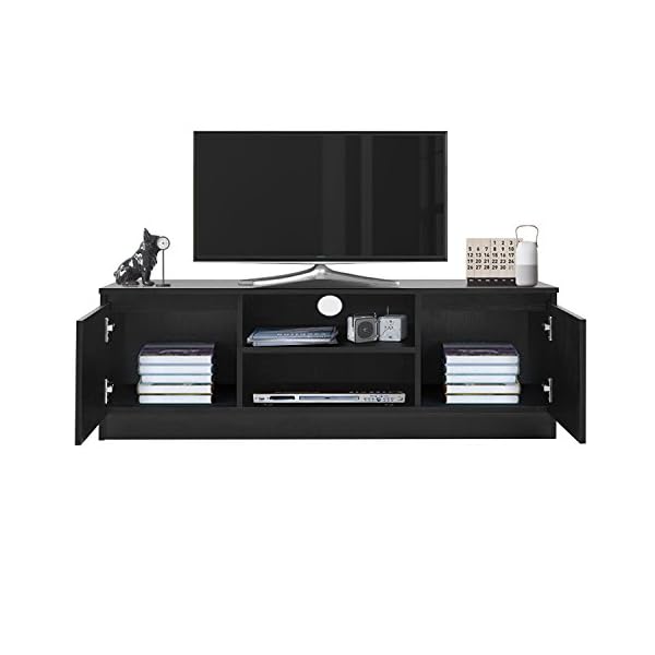 TV Cabinet, HST Mall Modern TV Unit 120cm TV Cabinet Stand Black Matt Home Office Furniture - Image 7